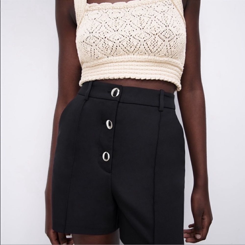 ZARA High Waisted Button Shorts